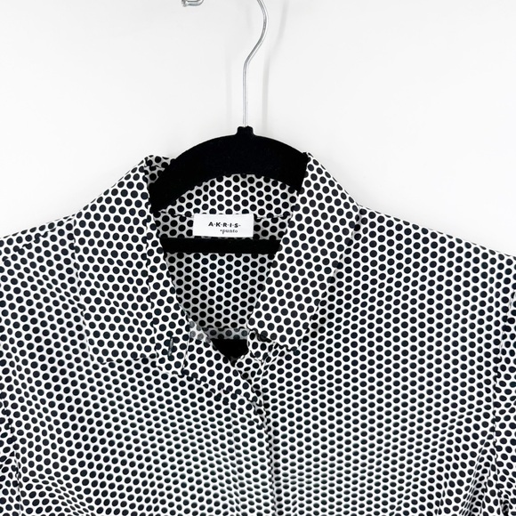 ✅ AKRIS PUNTO BLACK AND WHITE POLKA DOT BLOUSE WITH BALLOON BACK SIZE 8 - Picture 5 of 11